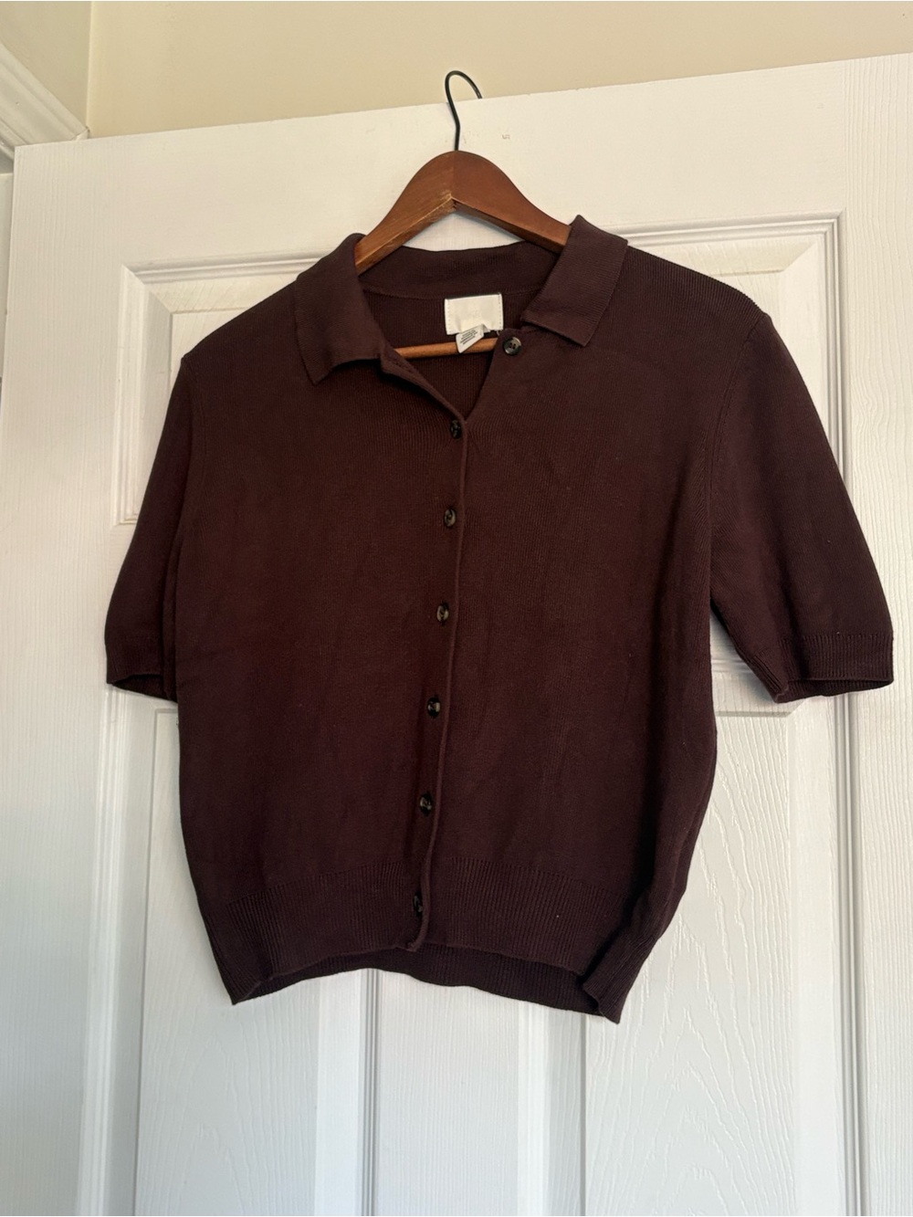 H&M Dark Brown Short-Sleeve Button-Up Cardigan